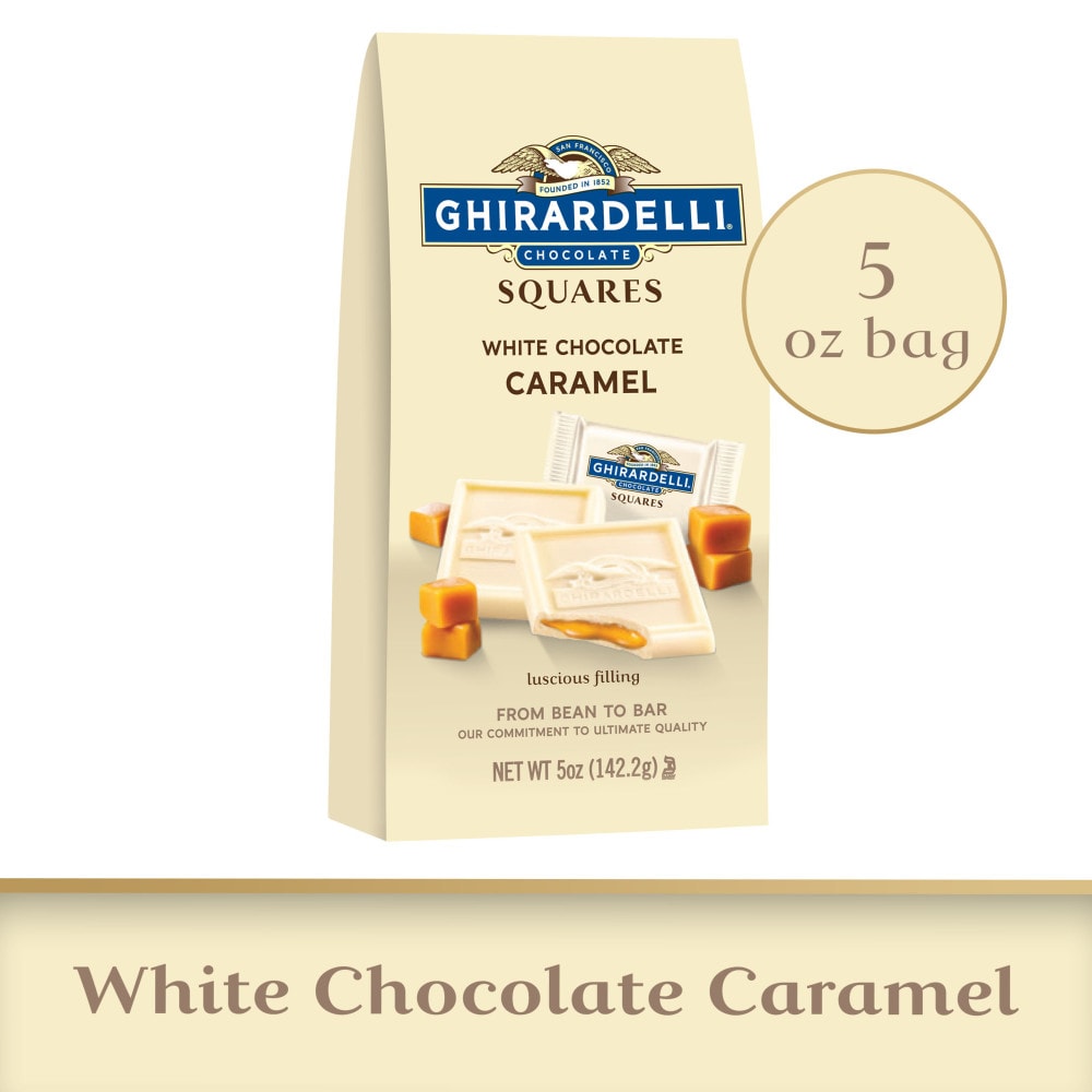 Ghirardelli® White Chocolate Squares with Caramel Filling Holiday Candy Bag