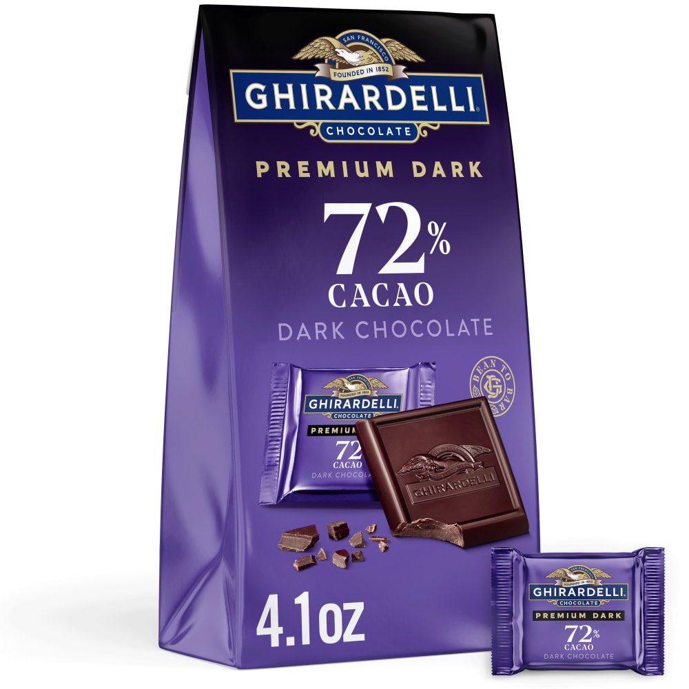 Ghirardelli PREMIUM DARK 72% Cacao Dark Chocolate SQUARES Candy Bag