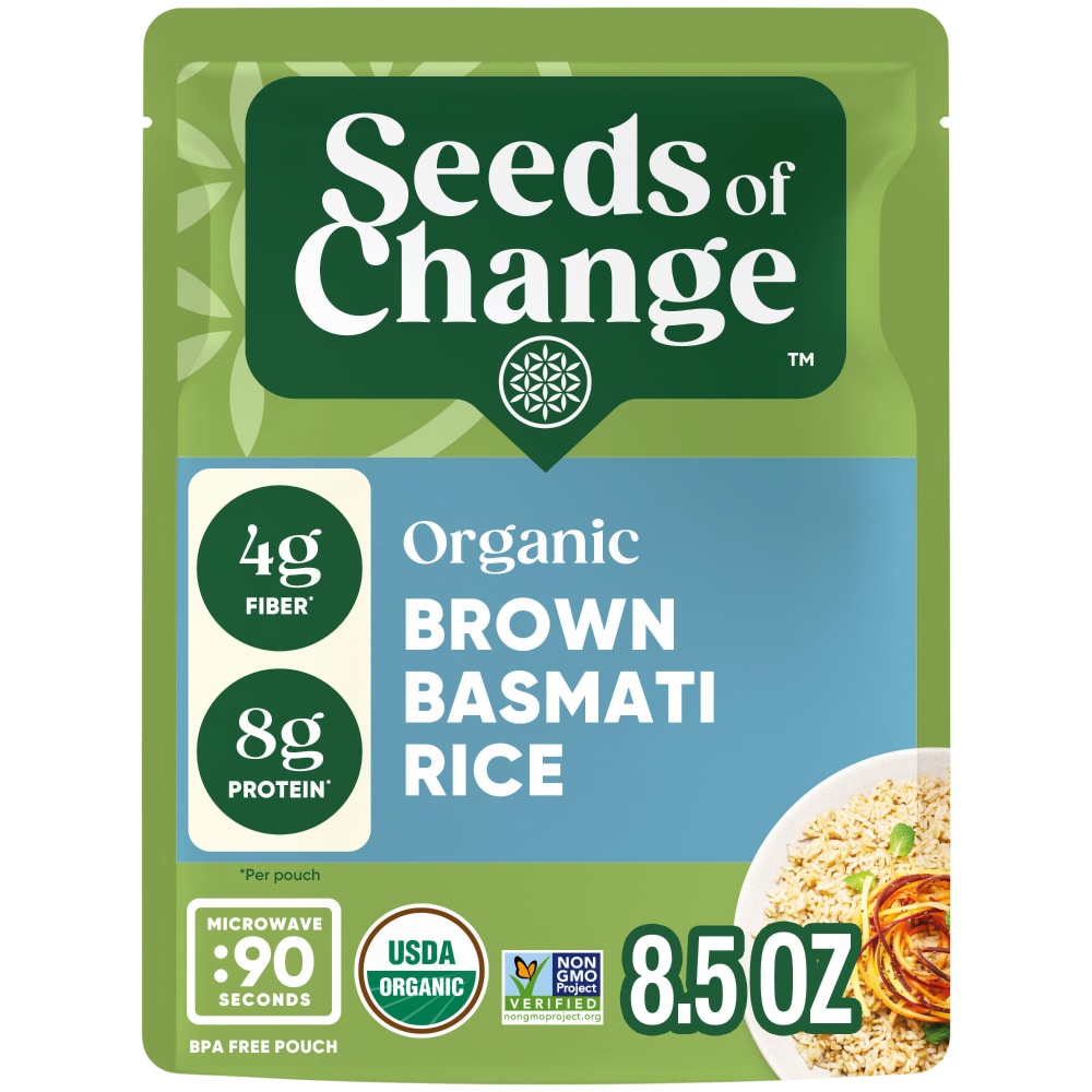 Seeds of Change Organic Brown Basmati Rice, Organic Food, 8.5 oz Pouch