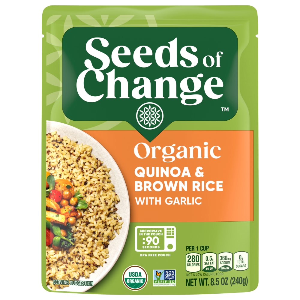 Seeds of Change Organic Quinoa & Brown Rice with Garlic, Organic Food, 8.5 oz Pouch