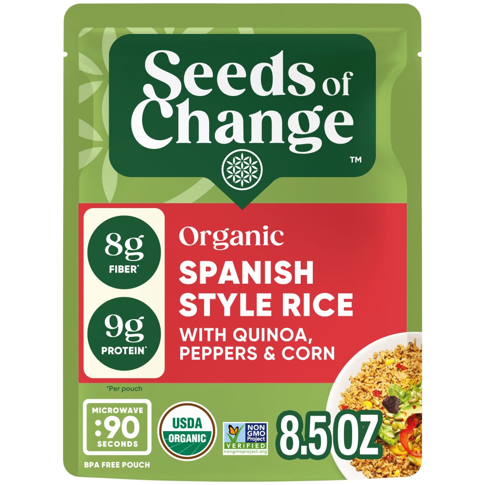 Seeds of Change Organic Spanish Style Rice With Quinoa Peppers & Corn, Organic Food, 8.5 oz Pouch