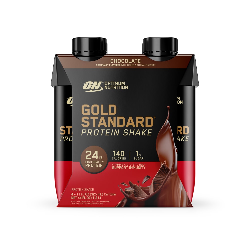 Optimum Nutrition Gold Standard Protein, Ready to Drink Shake, Chocolate, 4 Count