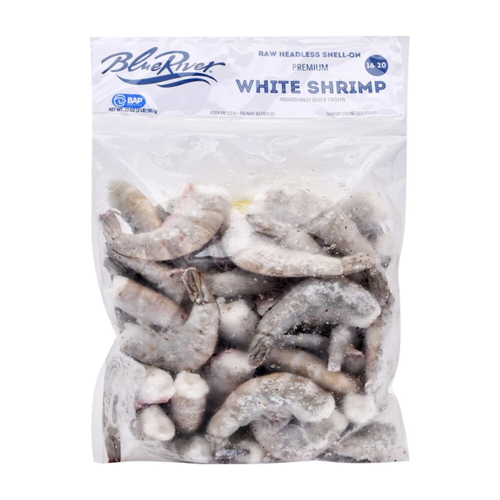 Blue River Frozen Raw Shell-On White Shrimp