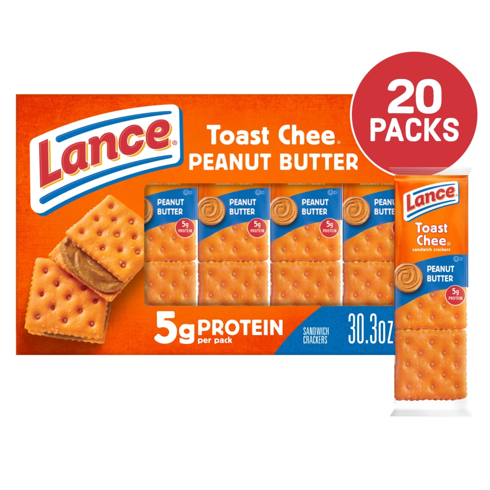 Lance Sandwich Crackers ToastChee Peanut Butter 20 Individually Wrapped Packs