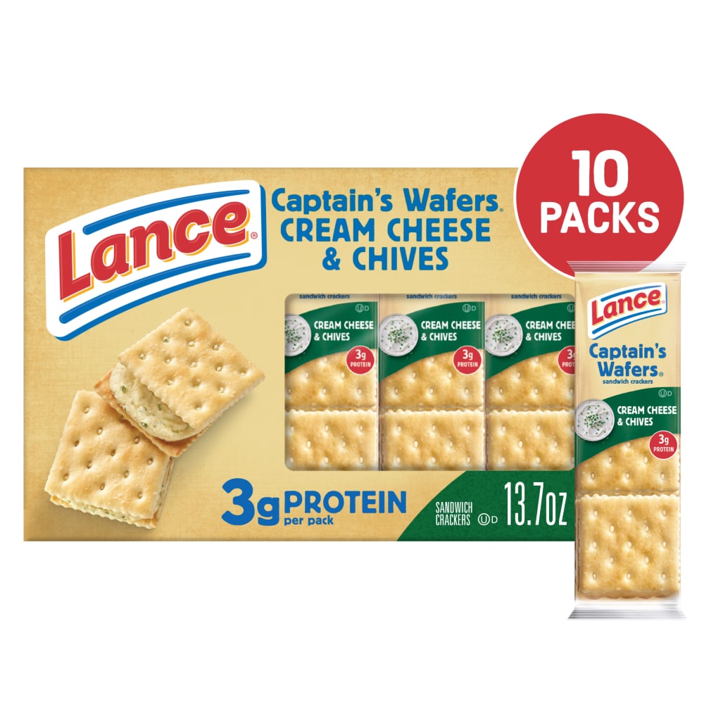 Lance Sandwich Crackers Captain’s Wafers Cream Cheese And Chives 10 Packs