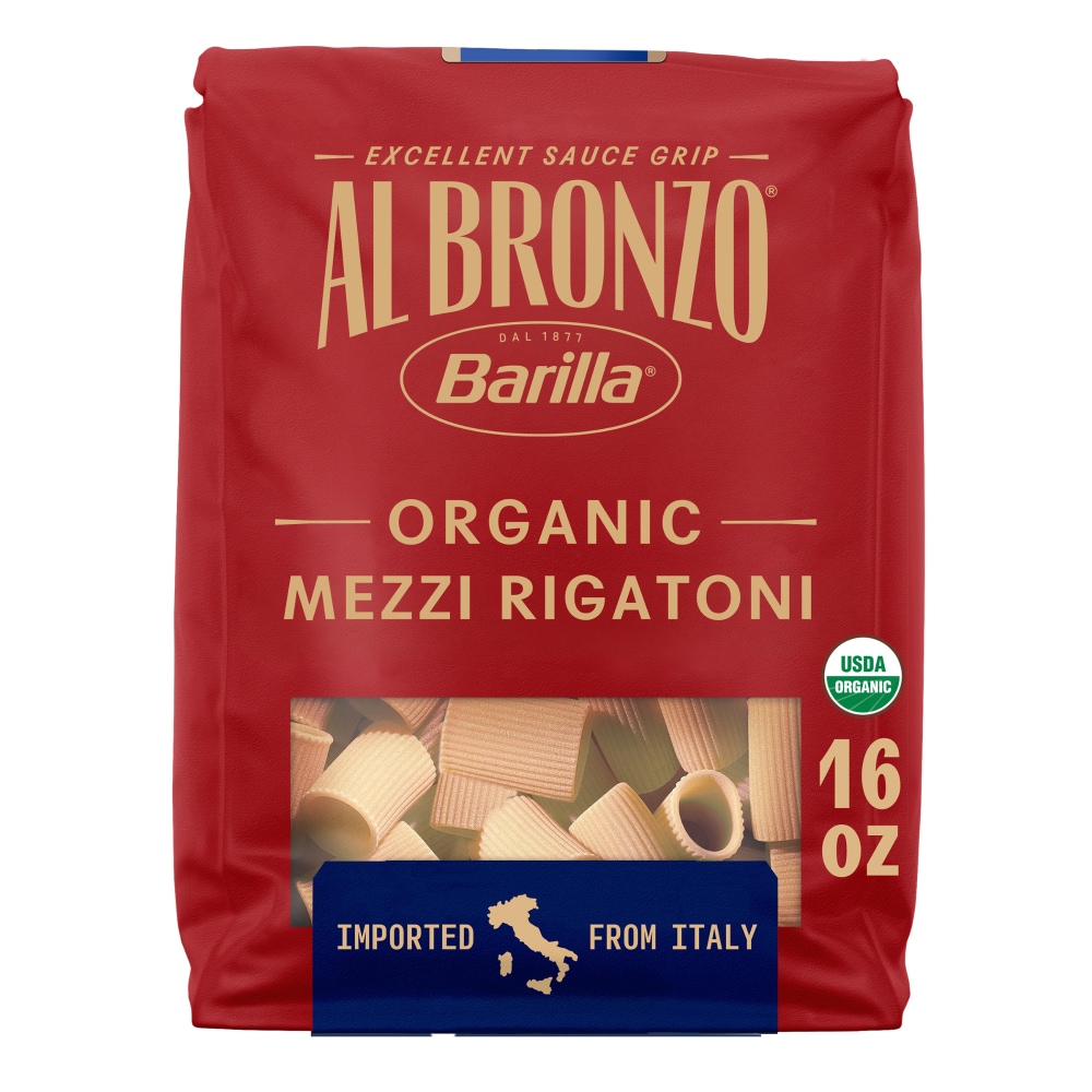 Organic Al Bronzo Mezzi Rigatoni 454g Pasta Bag USA
