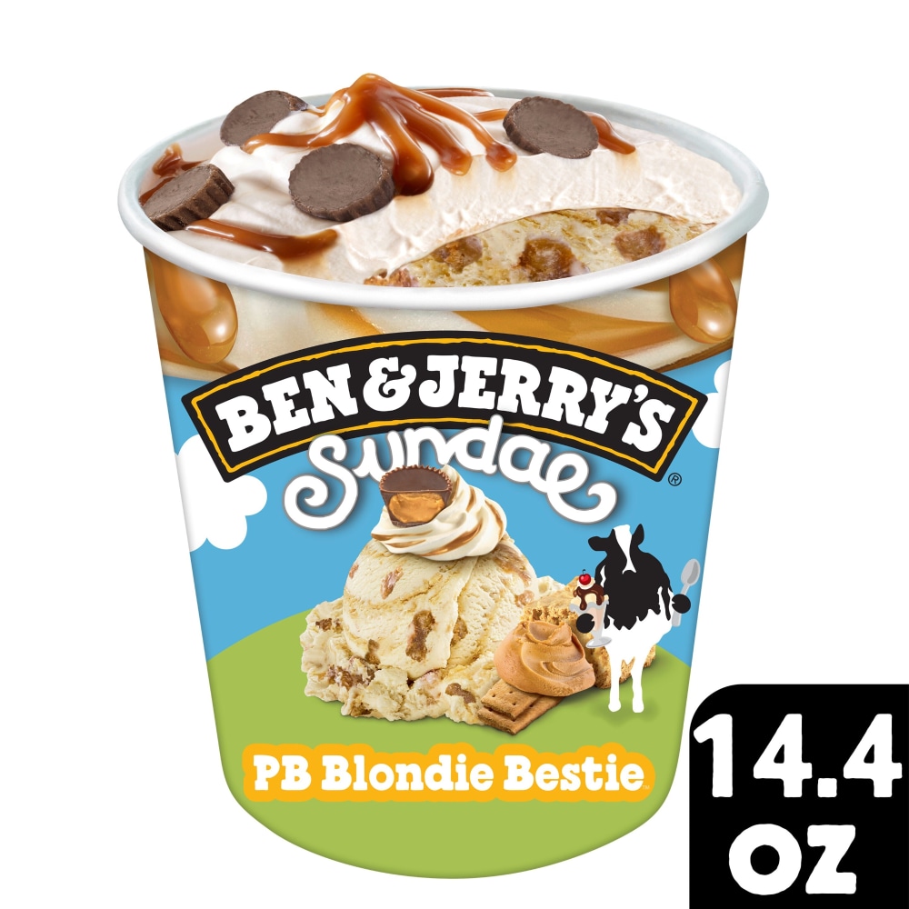 Ben & Jerry’s PB Blondie Bestie Sundae Ice Cream Pint 14.4 oz