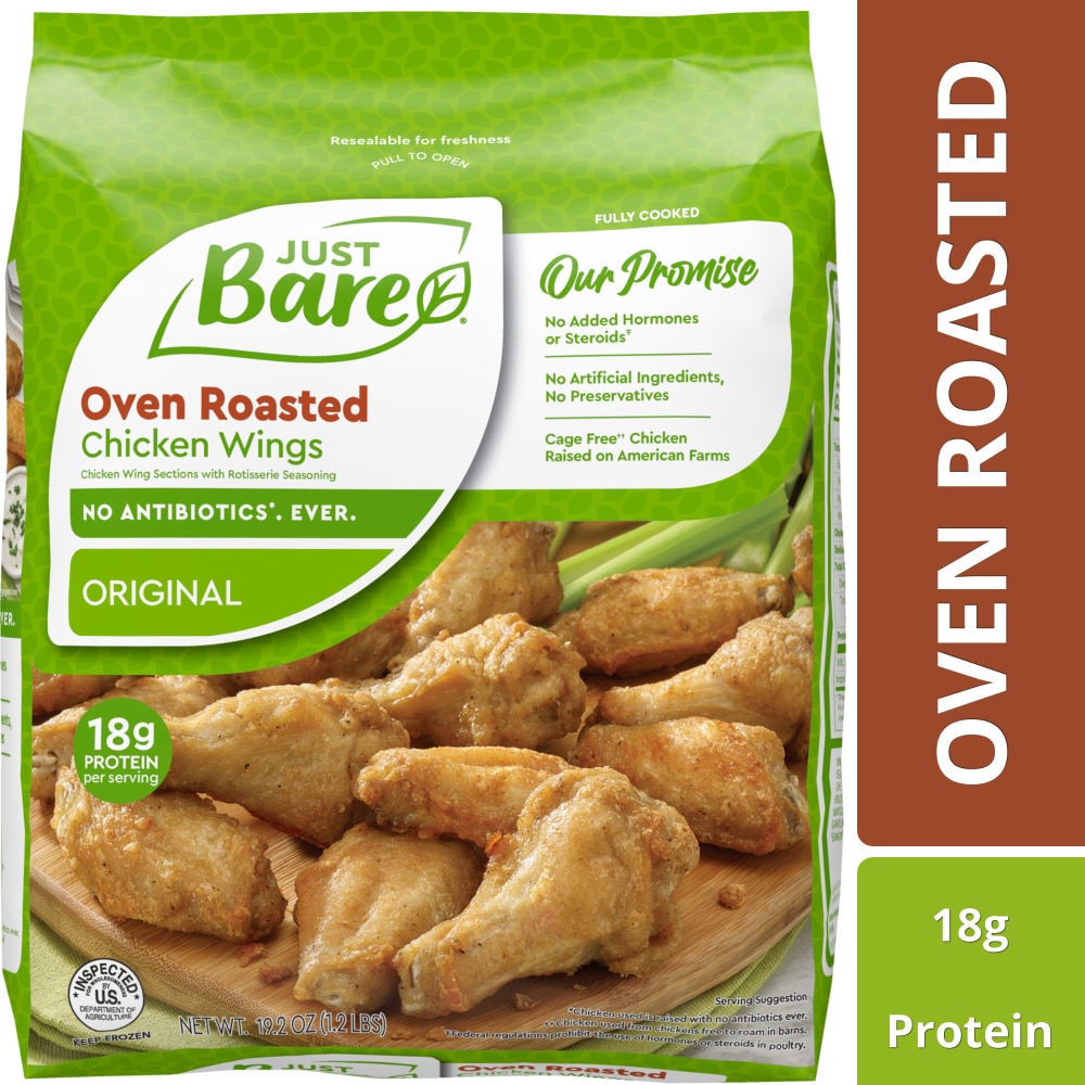 Just Bare Fully Cooked Oven Roasted Chicken Wings Chicken Wing Sections With Rotisserie Seasoning