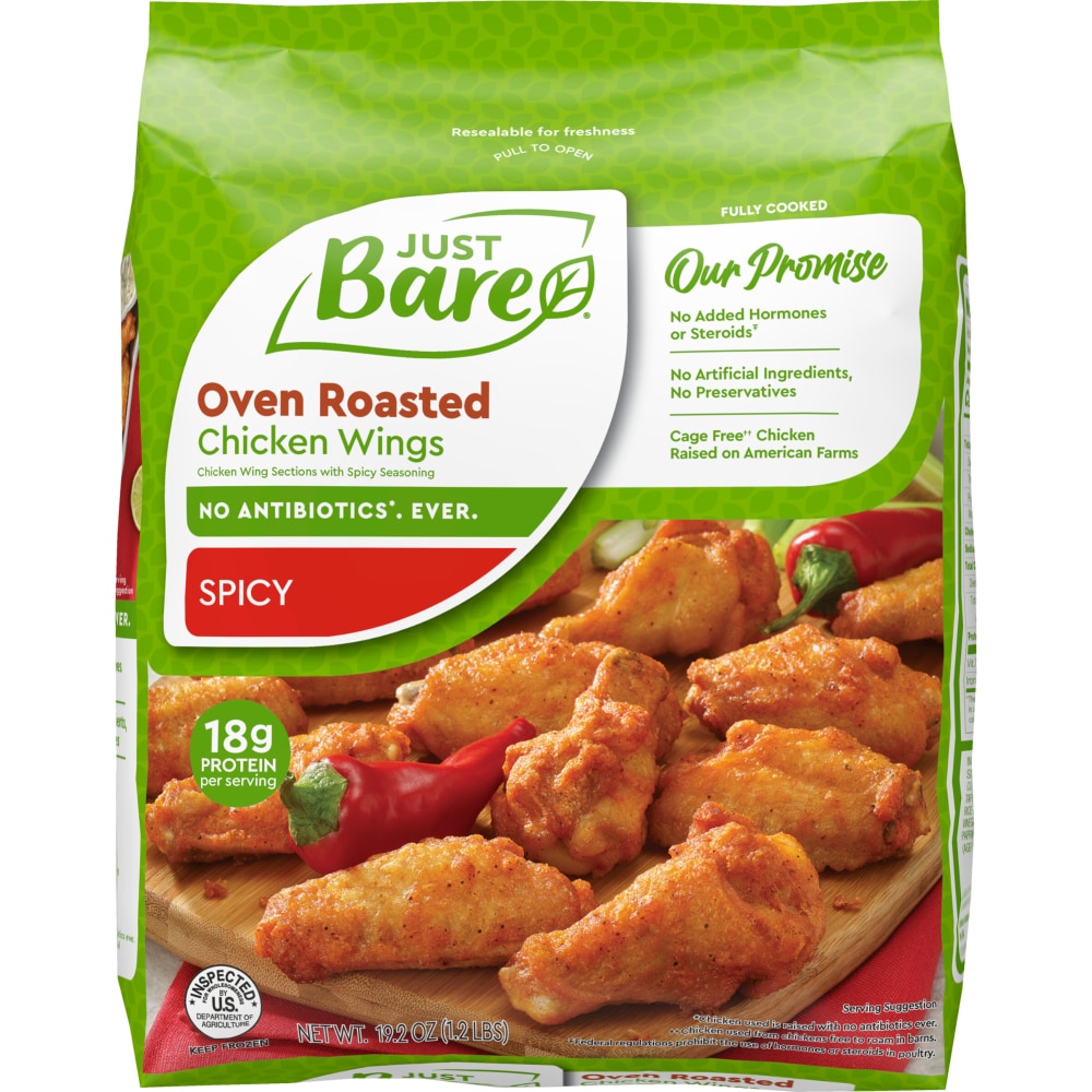 Just Bare Fully Cooked Oven Roasted Chicken Wings Chicken Wing Sections With Spicy Seasoning