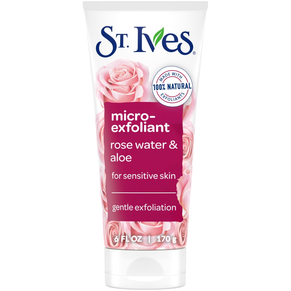 St. Ives Rose Water & Aloe Micro-Exfoliant Scrub, Gentle Exfoliating Cleanser