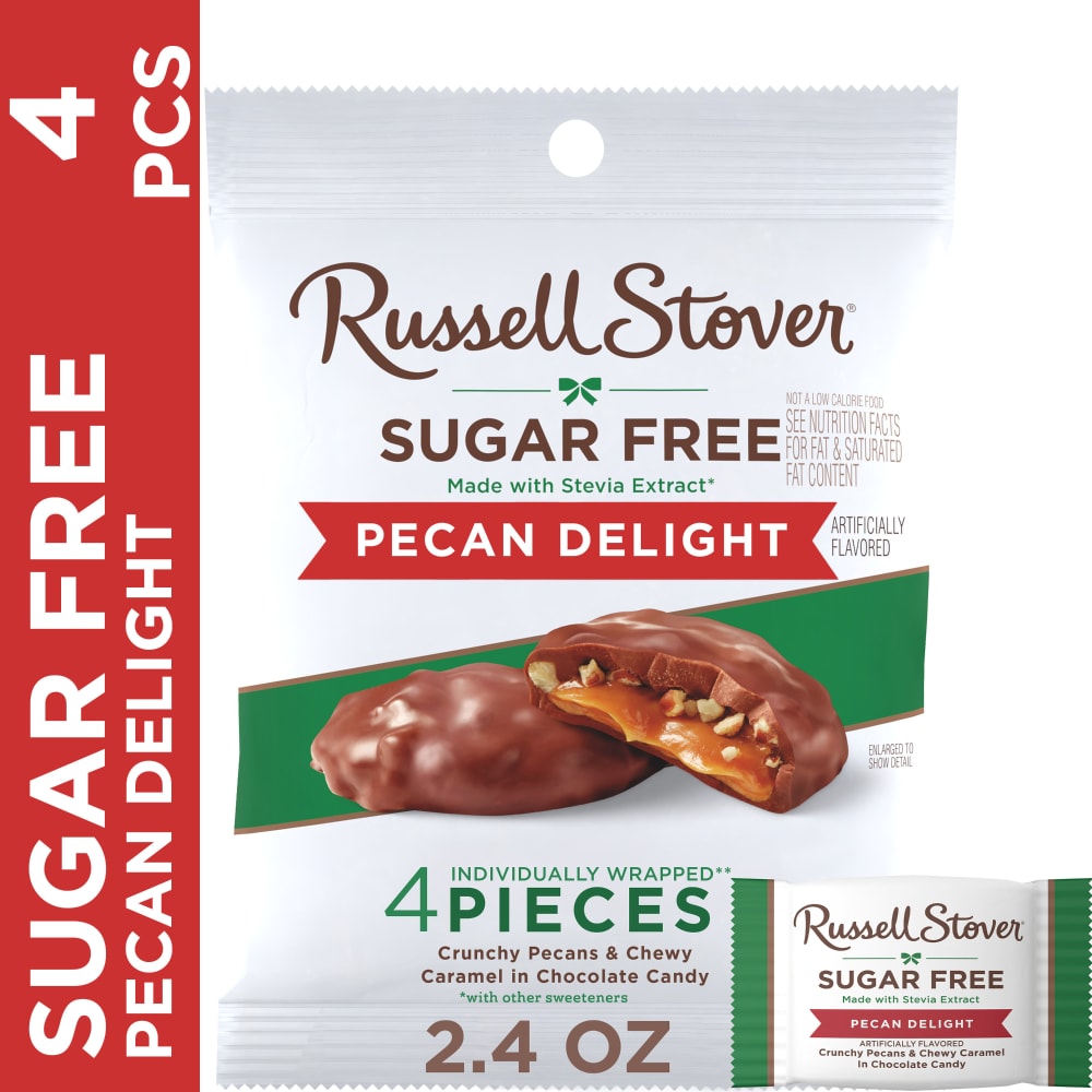 RUSSELL STOVER Sugar Free Pecan Delight Chocolate Candy, 2.4 oz Bag