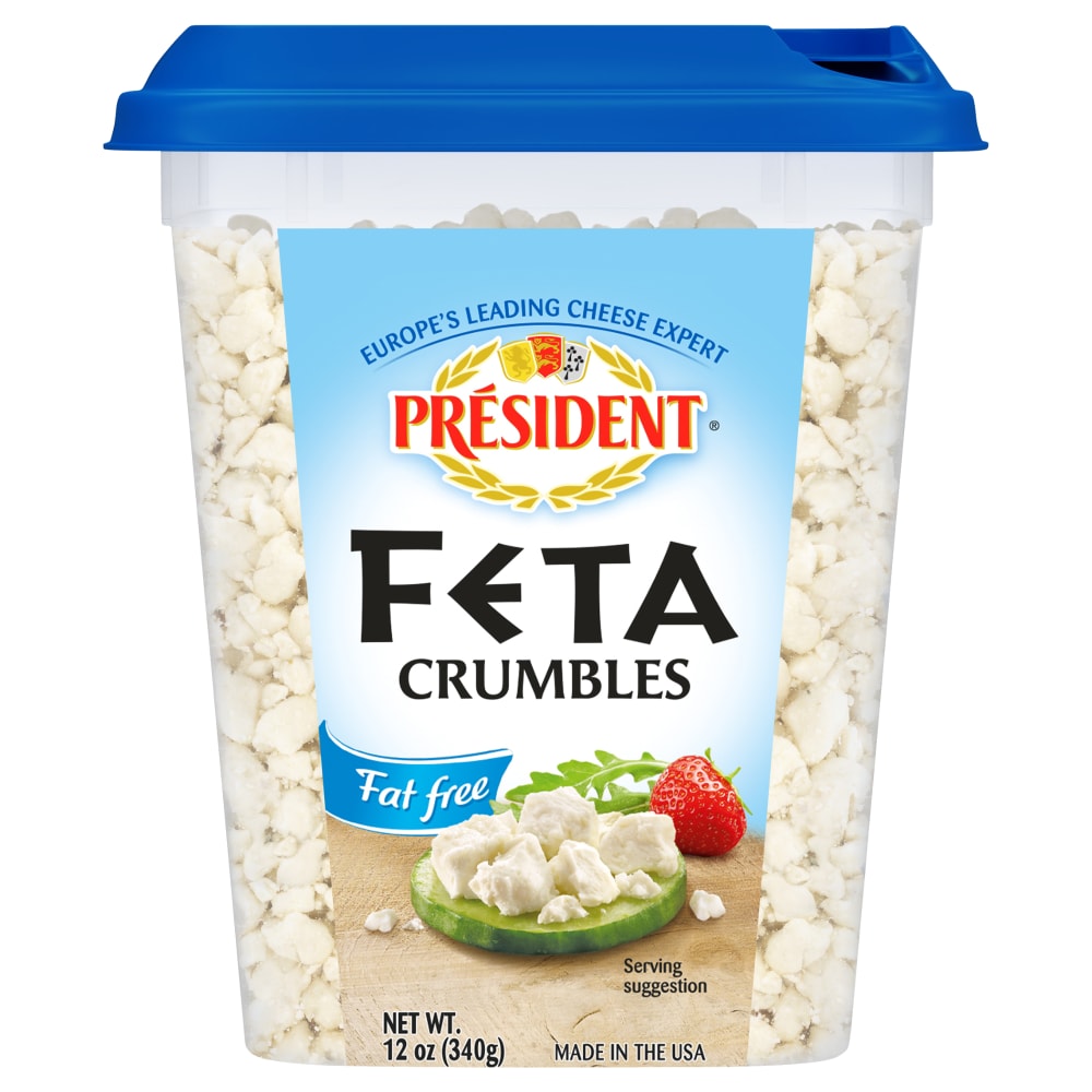 President Feta Cheese Crumbled Fat Free 12 oz