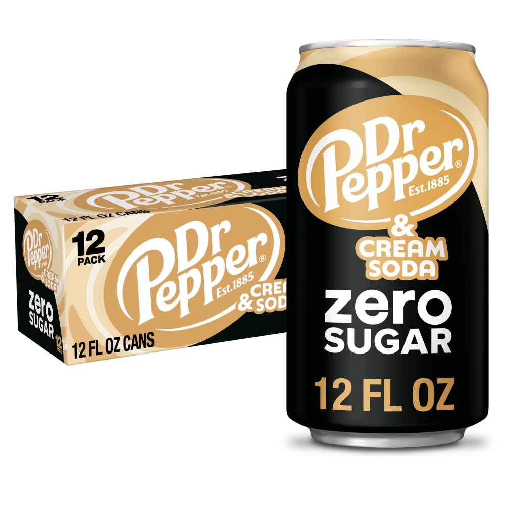 Dr Pepper and Cream Zero Sugar Soda Cans