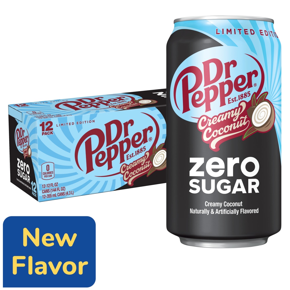 Dr Pepper Zero Sugar Creamy Coconut Soda Cans