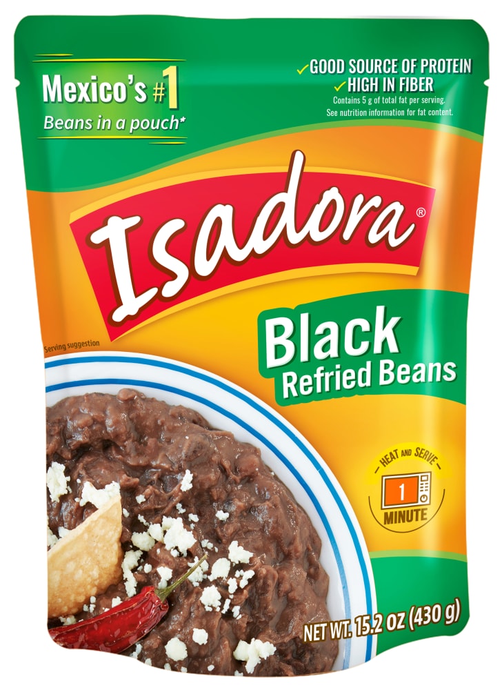 Isadora Refried Black Beans 15.2 oz 8 pc