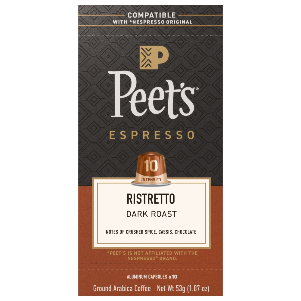 Peet’s Coffee, Ristretto (Intensity 10) Dark Roast Capsules – 10ct Capsules