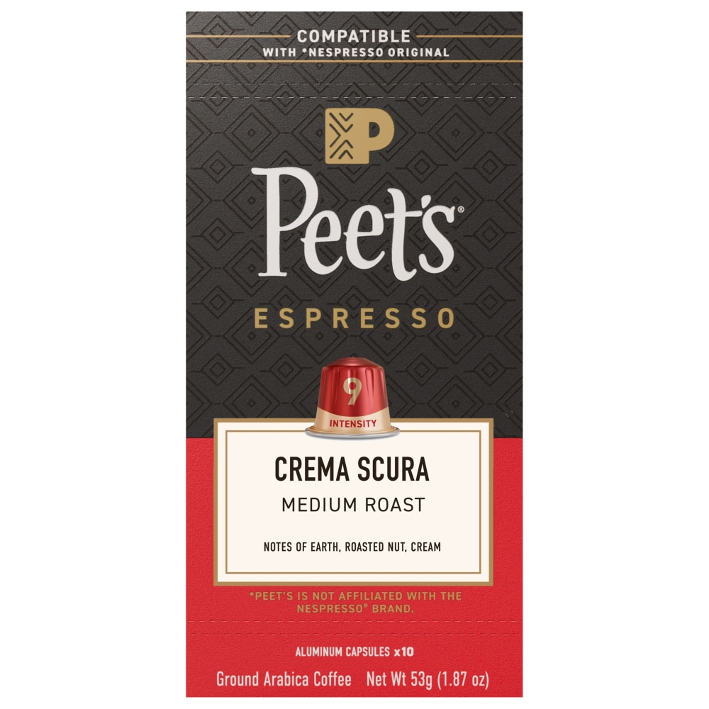 Peet’s Coffee, Crema Scura (Intensity 9) Medium Roast Capsules – 10ct Capsules
