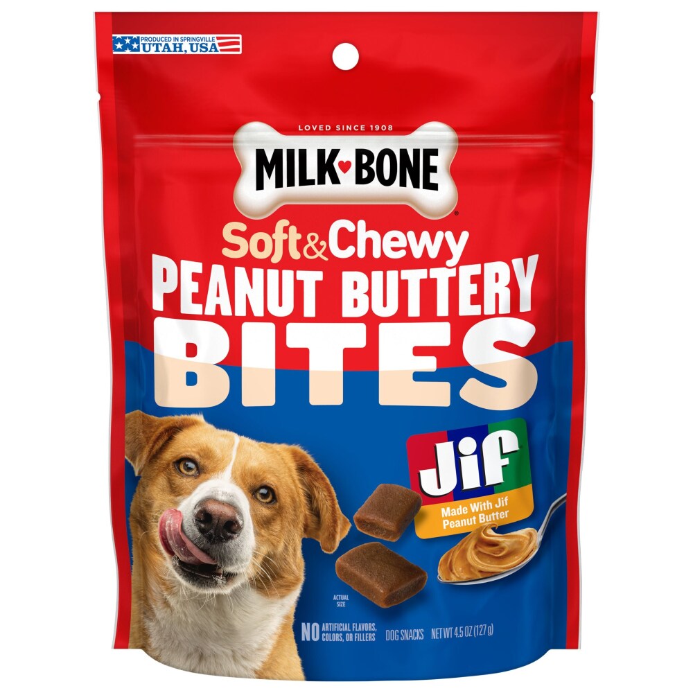 Milk-Bone Peanut Buttery Bites, Soft Dog Treats With Jif Peanut Butter