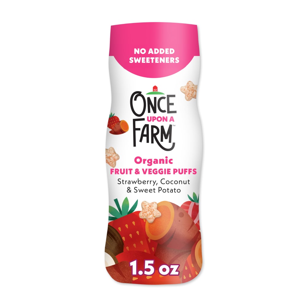 Once Upon a Farm Organic Baby Puffs Strawberry, Sweet Potato & Coconut, 1.5oz