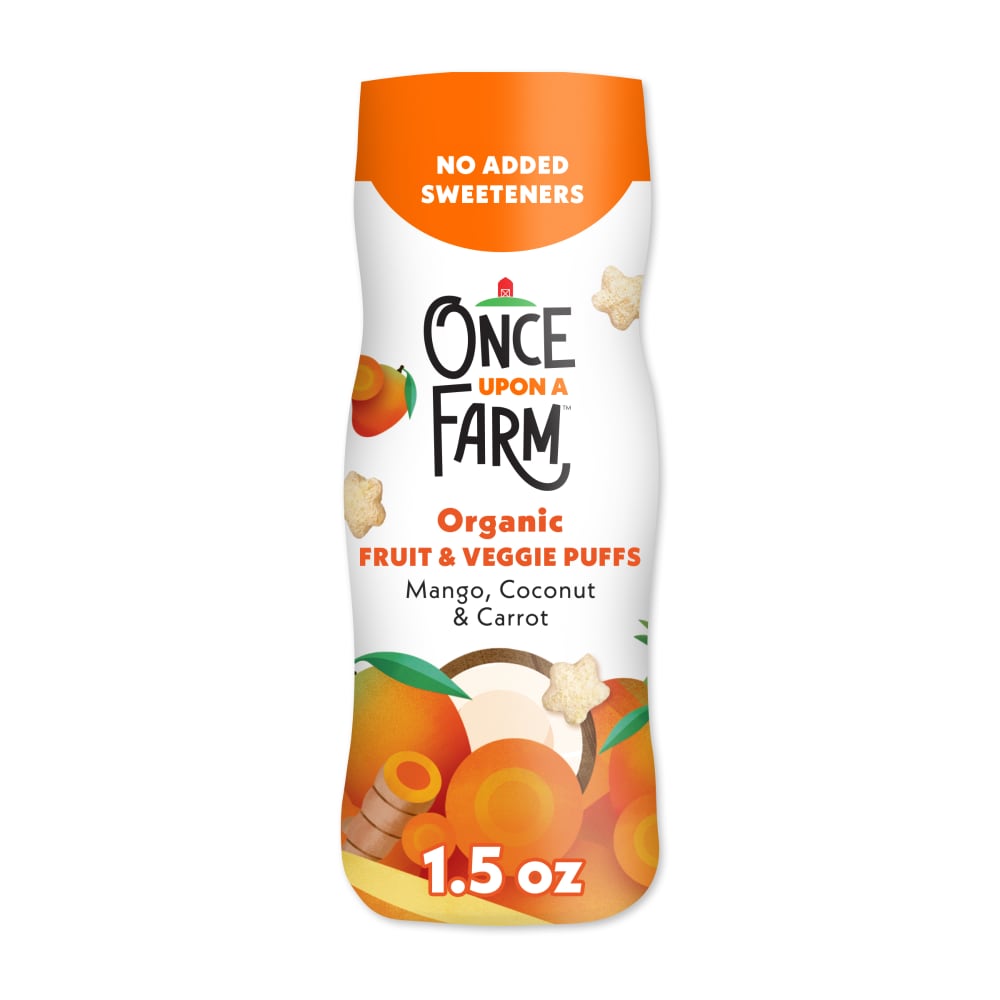 Once Upon a Farm Organic Baby Puffs, Mango, Carrot & Coconut, 1.5oz