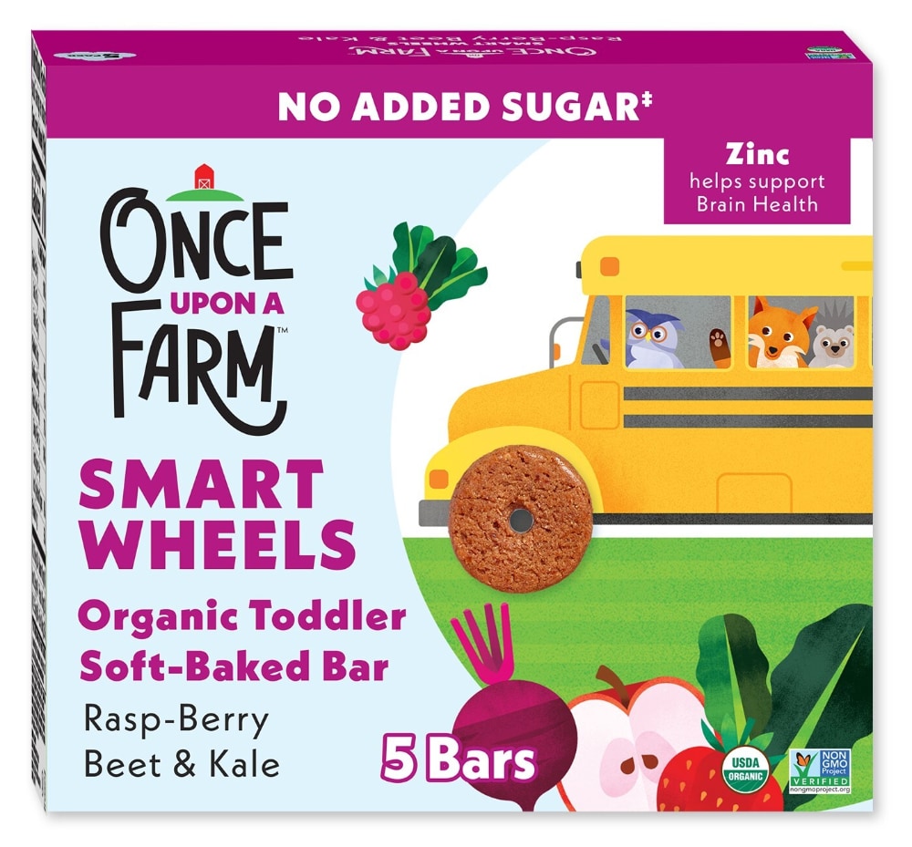 Once Upon a Farm Organic Smart Wheels Toddler Bar, Rasp-Berry & Kale 5 Count