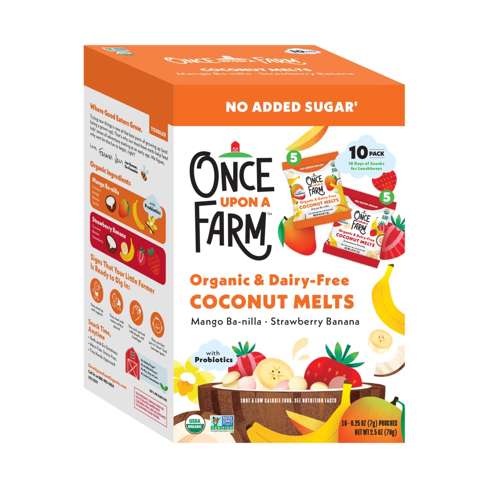 Once Upon A Farm™ Mango Ba-nilla and Strawberry Banana Coconut Melts Baby Food Snacks