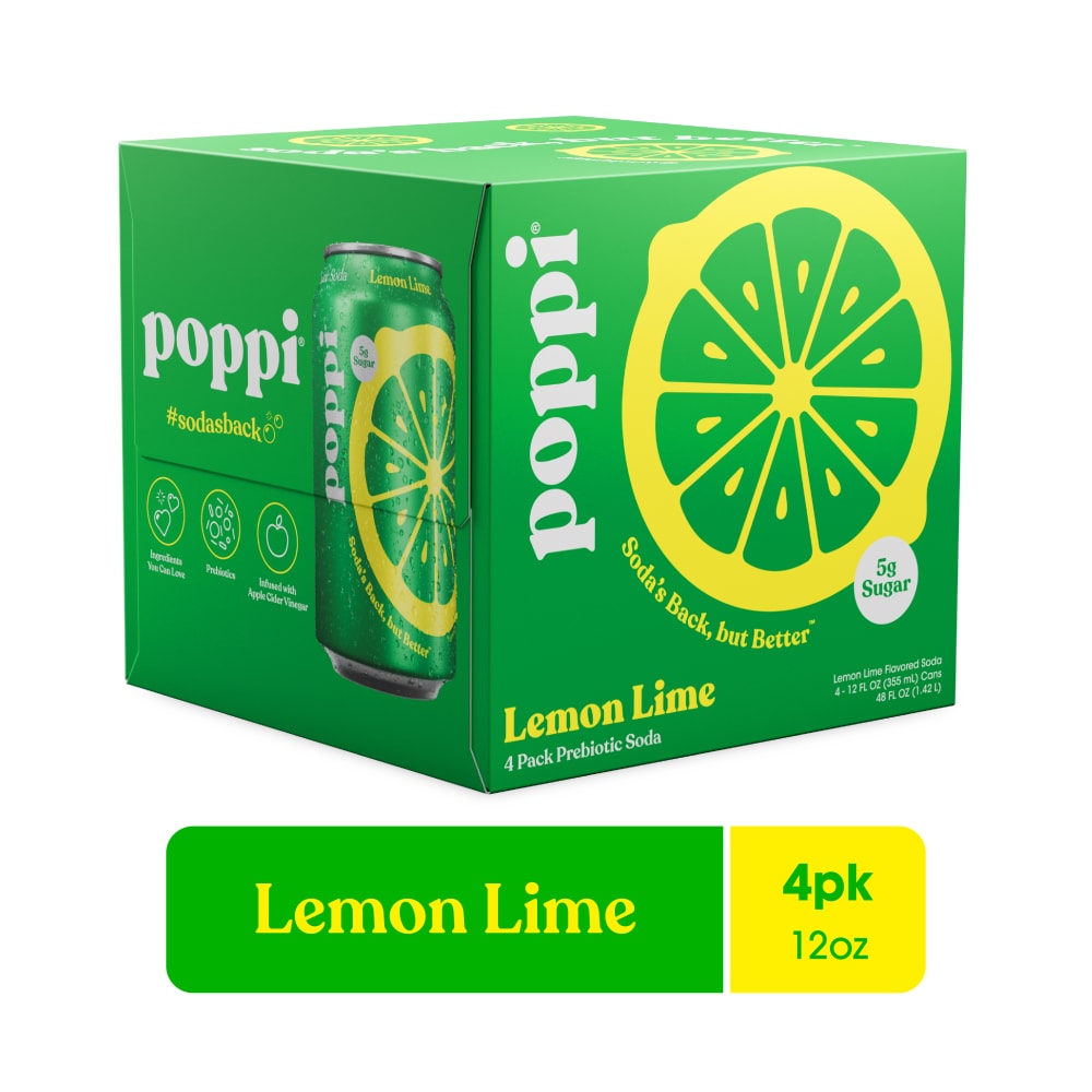 Poppi Lemon Lime Prebiotic Soda Cans