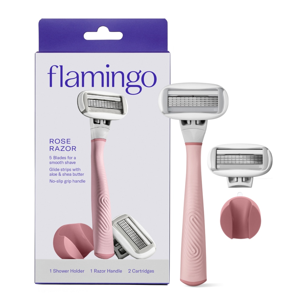 Flamingo 5-Blade Women’s Razor with Replacement Razor Blade Cartridges Kit – Rose