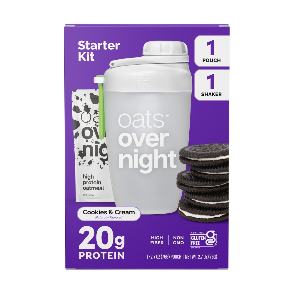 Oats Overnight Cookies & Cream Starter Kit with shaker, 2.7oz