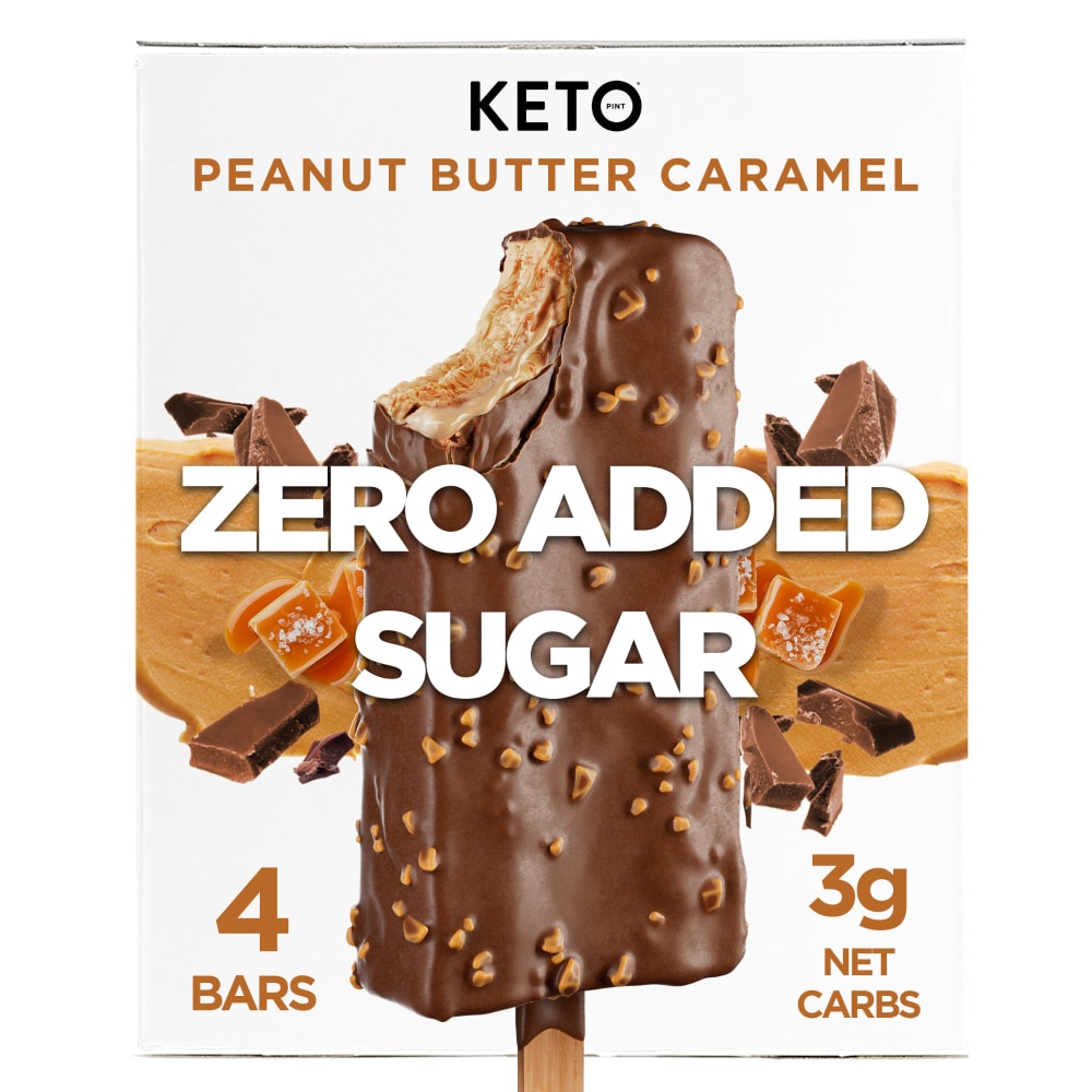 Keto Zero Added Sugar Peanut Butter Caramel Ice Cream Bars 4pk, 2.75 fl oz Bars