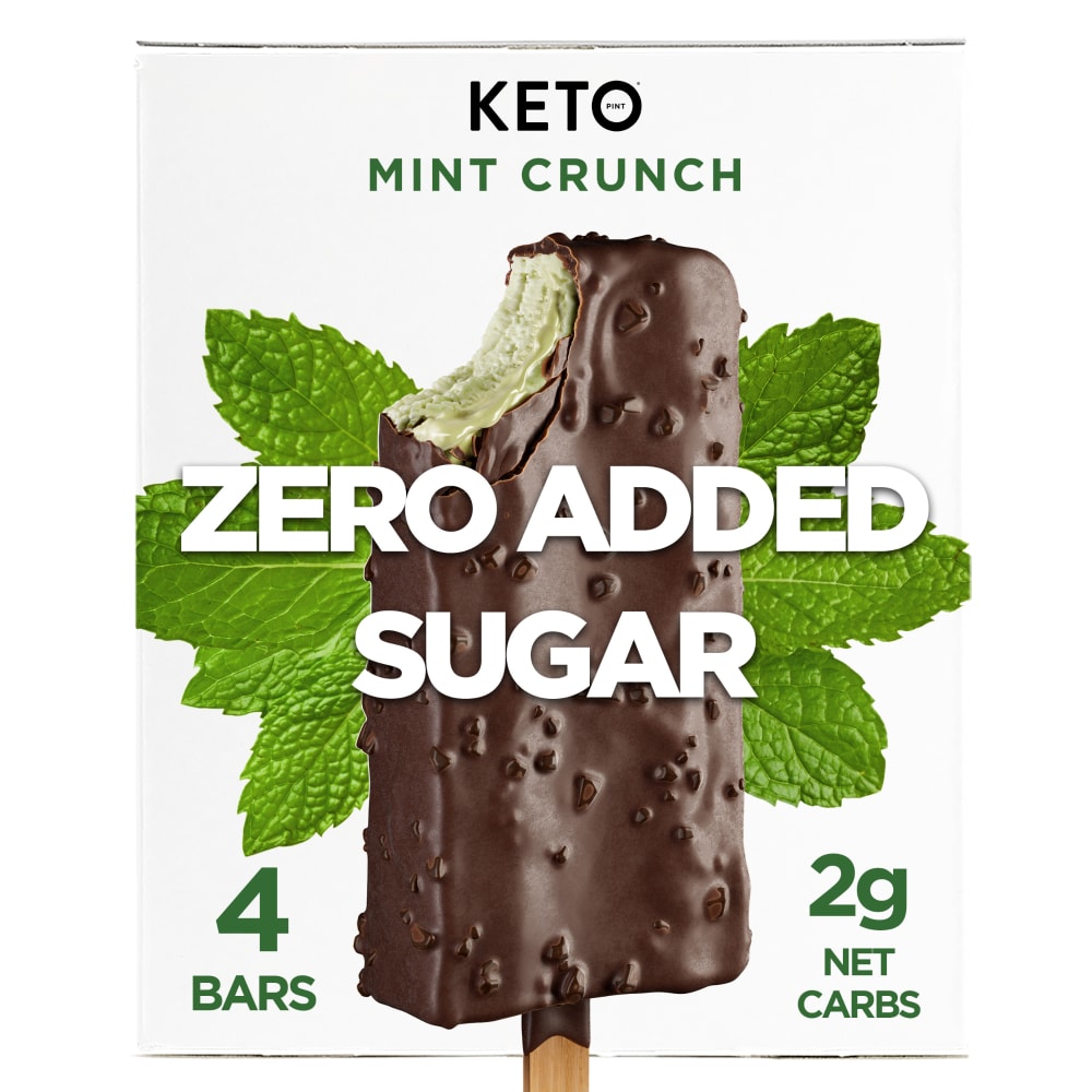 Keto Zero Added Sugar Mint Crunch Ice Cream Bars 4 pk, 2.75 fl oz Bars