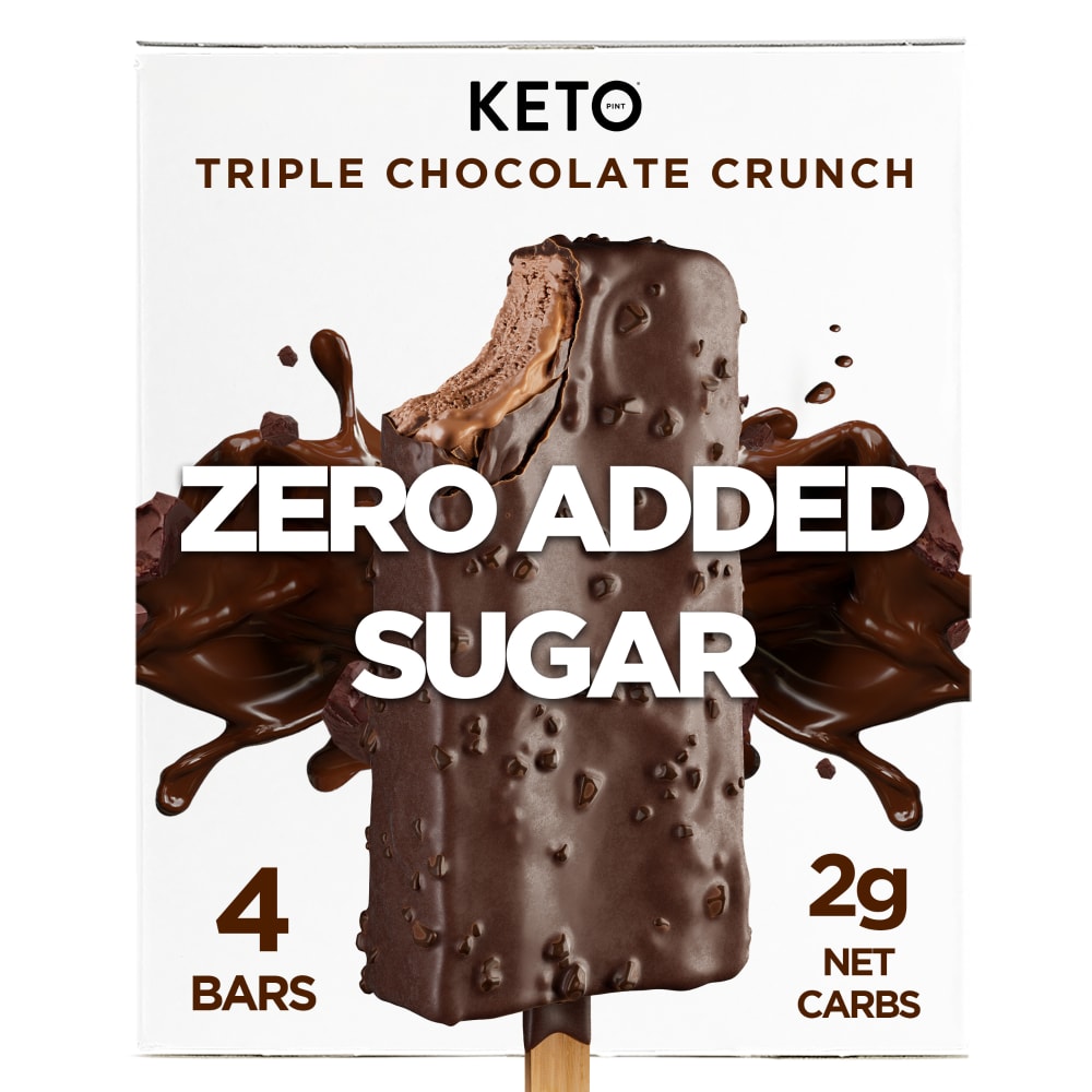 Keto Pint Zero Added Sugar Triple Chocolate Crunch Ice Cream Bars 4pk, 2.75 fl Oz Bars