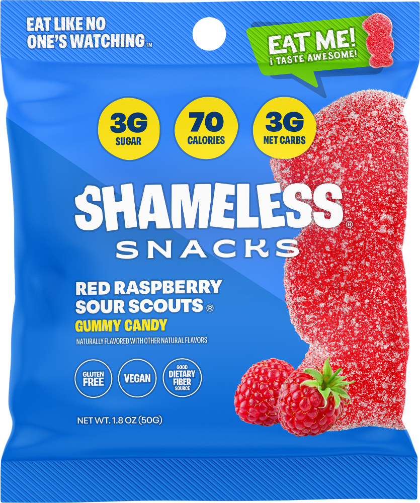 Shameless® Snacks Red Raspberry Sour Scouts Gummy Candy