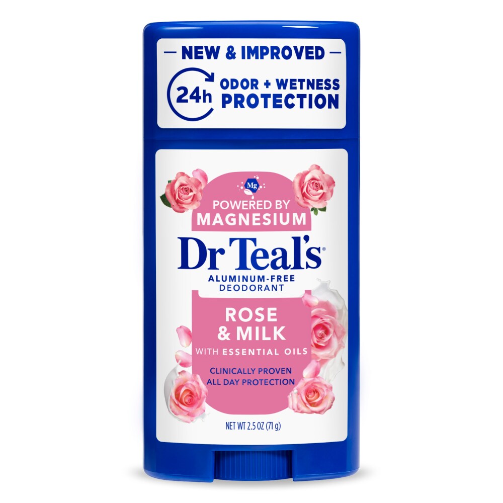 Dr Teal’s® Aluminum-Free Rose & Milk Deodorant, with Essential Oils