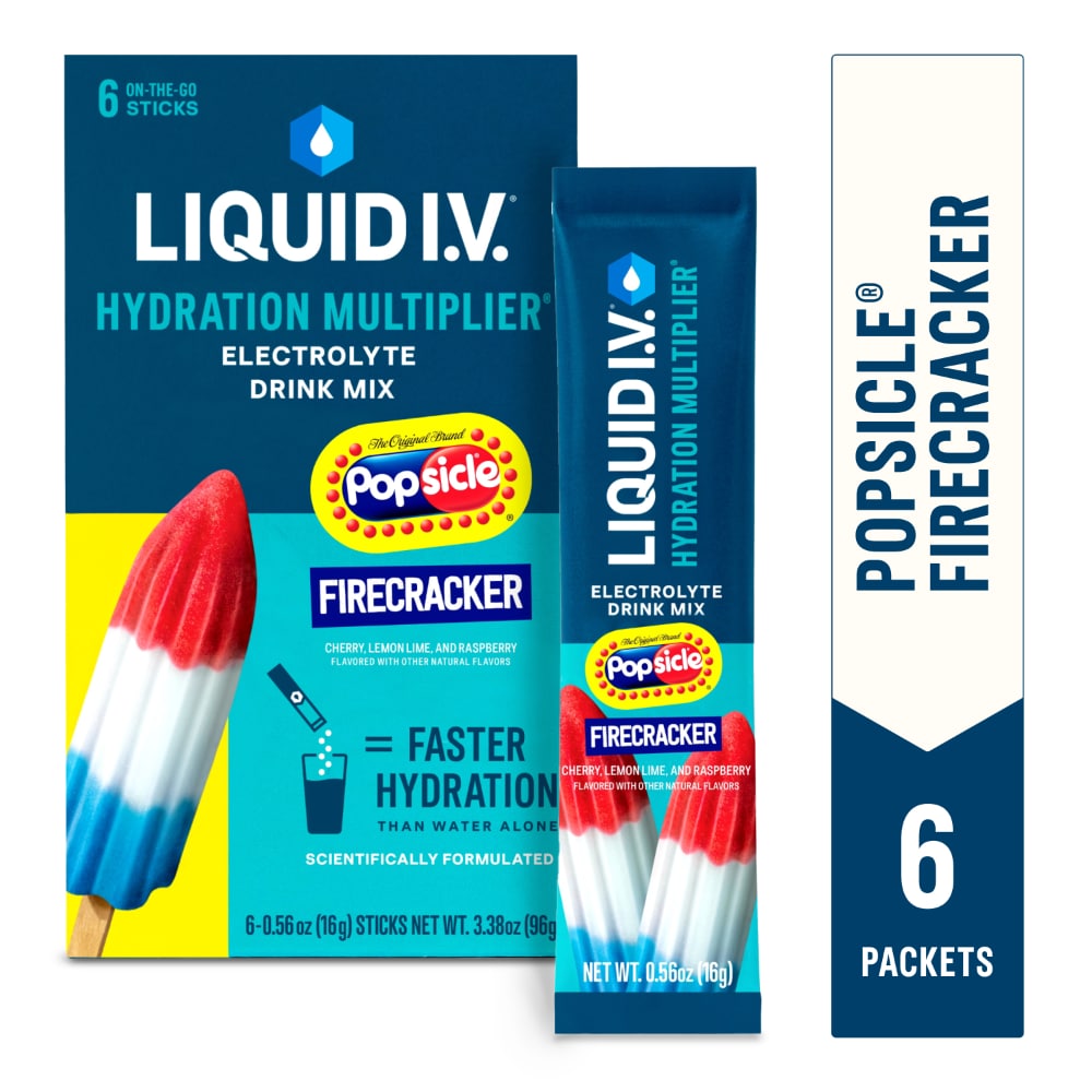Liquid I.V. Hydration Multiplier Electrolytes Popsicle Firecracker Drink Mix Packets