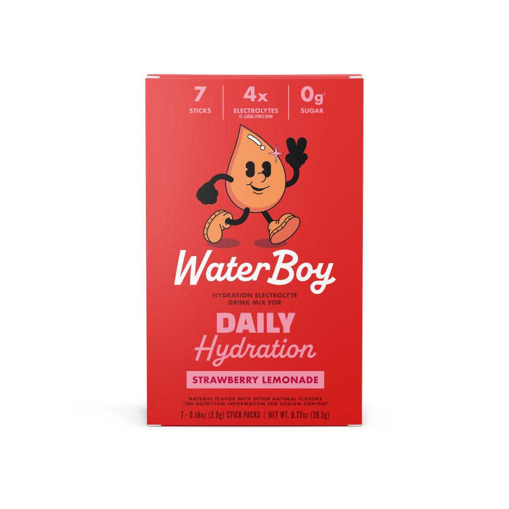 WaterBoy Daily Hydration Strawberry Lemonade Electrolyte Drink Mix Packets