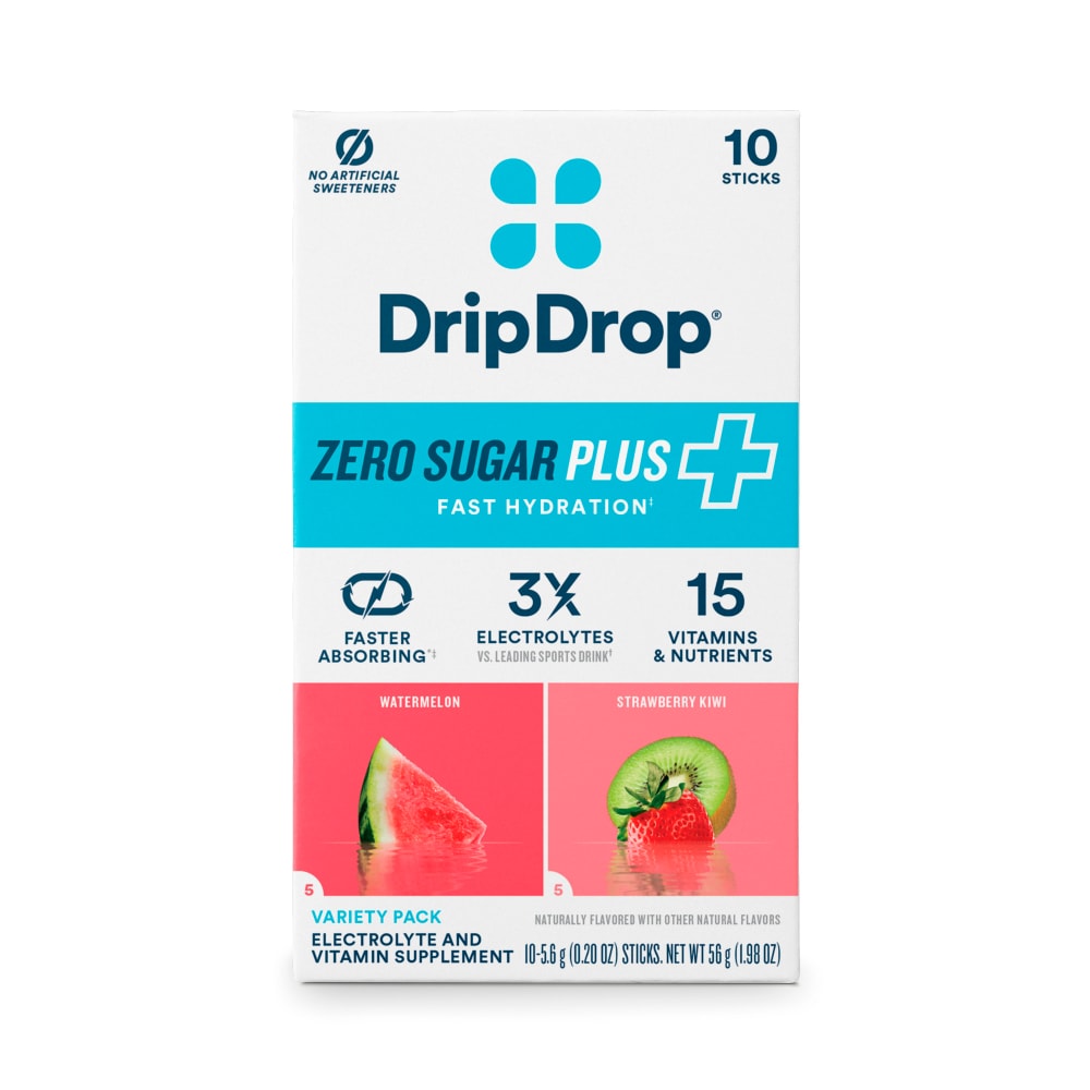 DripDrop® Hydration 10ct – Zero Sugar Plus Watermelon and Strawberry Kiwi