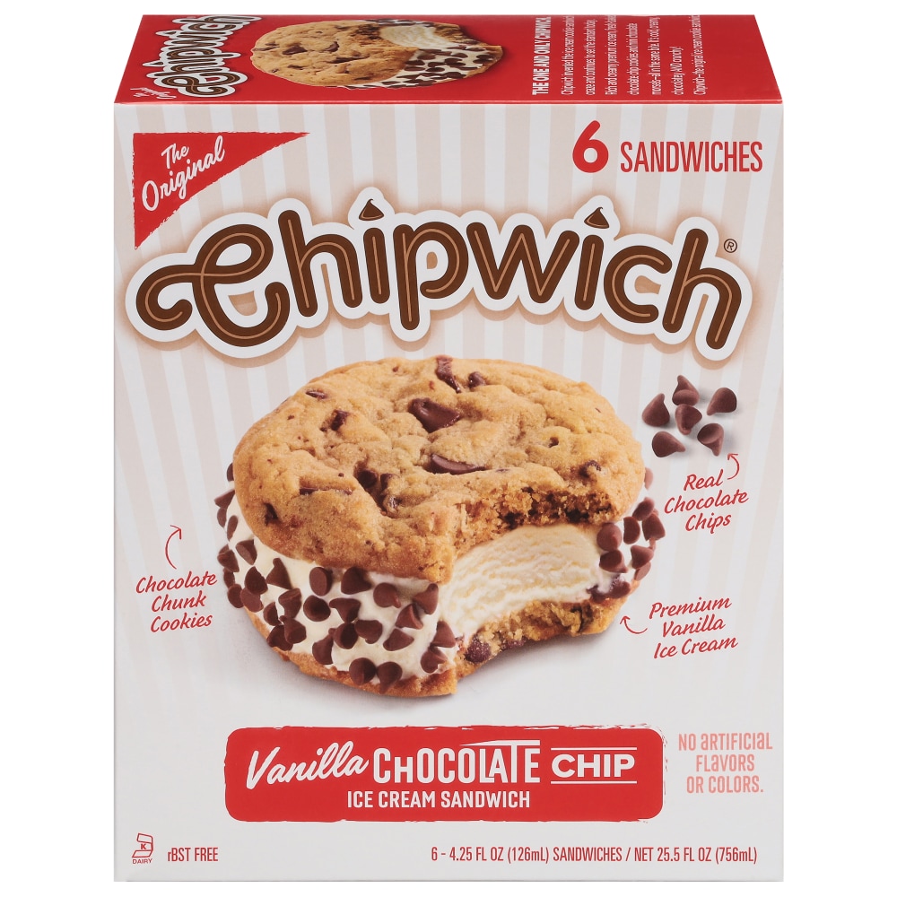 The Original Chipwick® Vanilla Chocolate Chip Ice Cream Sandwiches