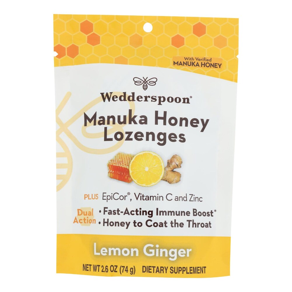 Wedderspoon Manuka Honey Lemon Ginger Lozenges 2.6 oz – Pack of 6
