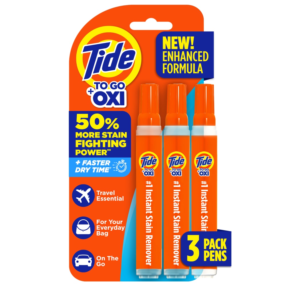 Tide To Go Pen with 50% More Stain-Fighting Power and Faster Dry Time, 3 ct