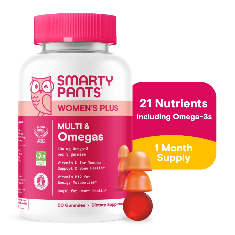 SmartyPants Women’s Plus Multivitamin & Omegas Gummies with Vitamins C, D3, B12 & Zinc 90Ct
