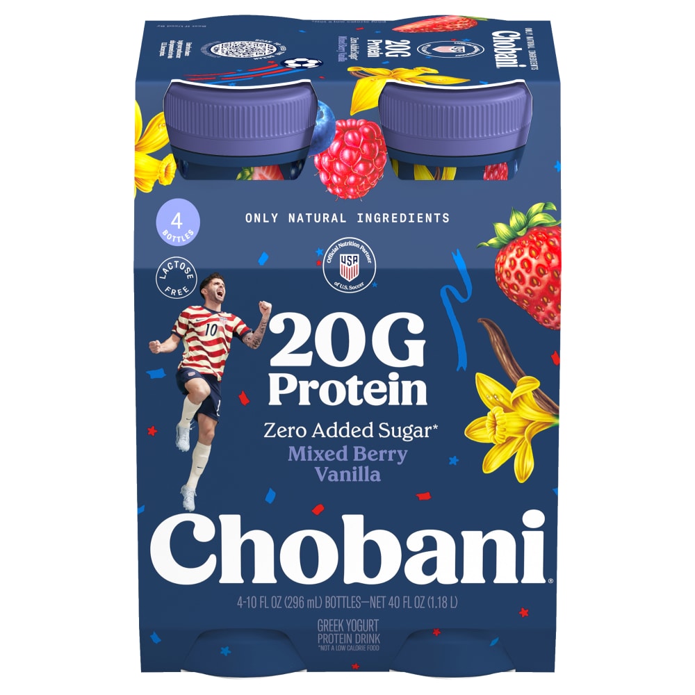 Chobani® 20g Protein Lowfat Greek Yogurt Drink Mixed Berry Vanilla 10 fl oz 4PK