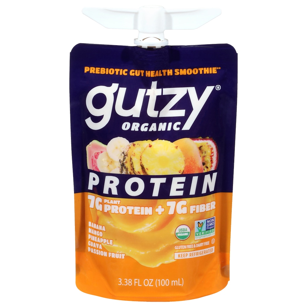 Gutzy Organic® Tropical Mango Pineapple Guava Passion Plant Protein Smoothie