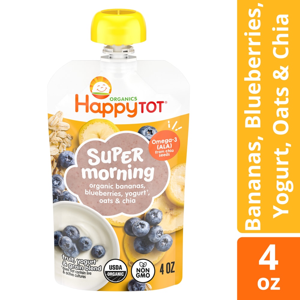 Happy Tot Stage 4 Organic Bananas Blueberries Yogurt & Oats + Super Chia Pouch