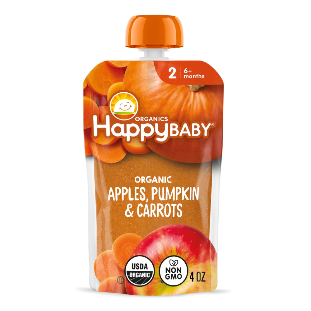 Happy Baby® Clearly Crafted® Stage 2 Apples Pumpkin & Carrots Organic Baby Food Pouch