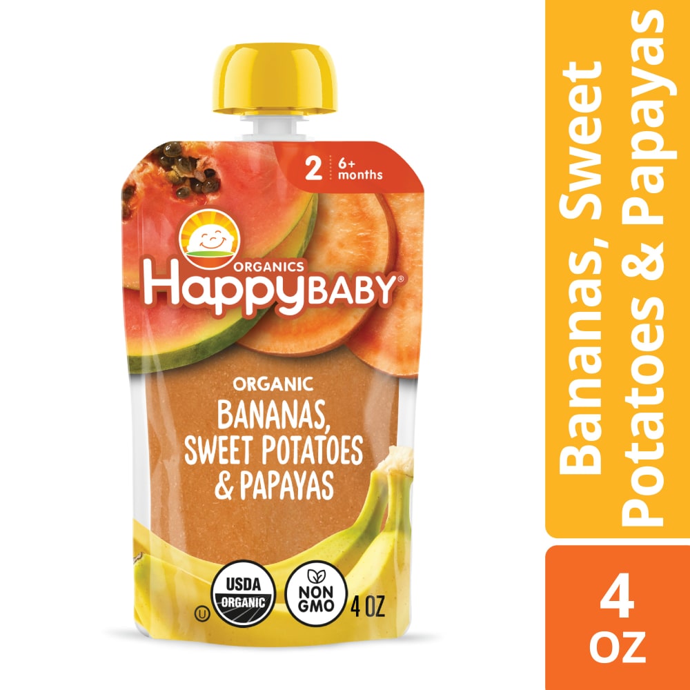 Happy Baby Clearly Crafted Stage 2 Bananas Sweet Potatoes & Papaya Pouch