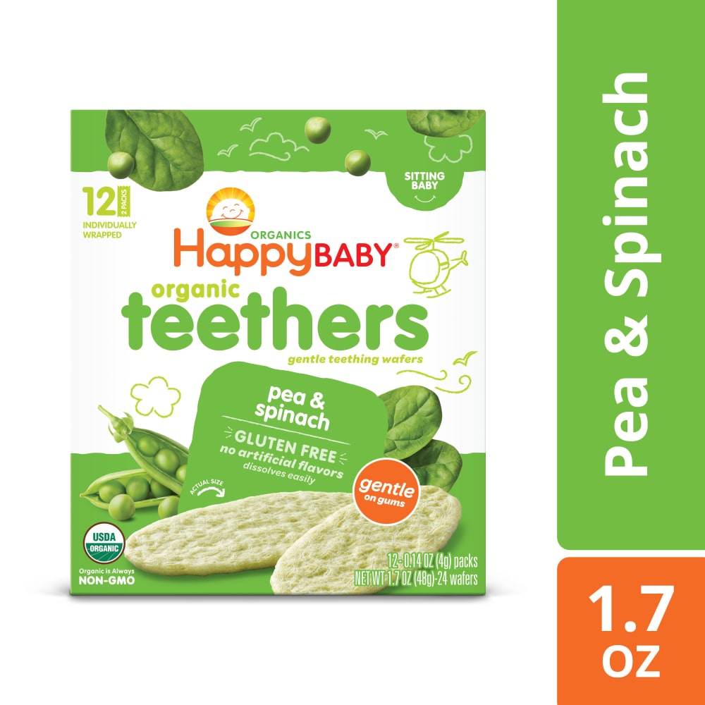 Happy Baby Organics Teethers Pea & Spinach Organic Baby Snack Box