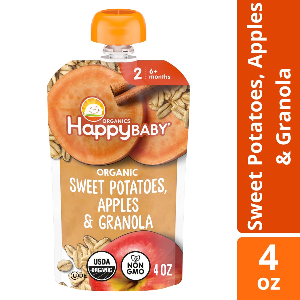 Happy Baby Clearly Crafted Stage 2 Apples Sweet Potatoes & Granola Organic Baby Food Pouch