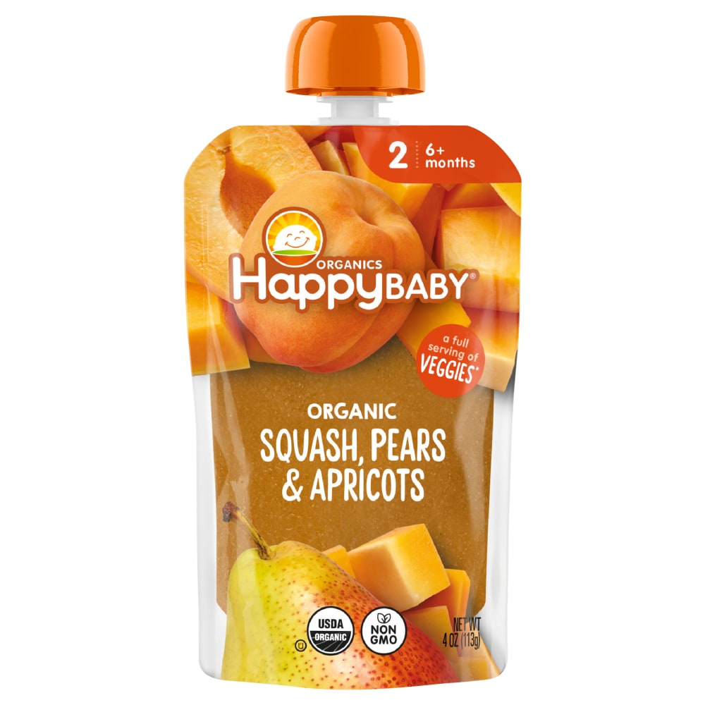 Happy Baby® Organics Clearly Crafted® Stage 2 Squash Pears & Apricots Baby Food Pouch