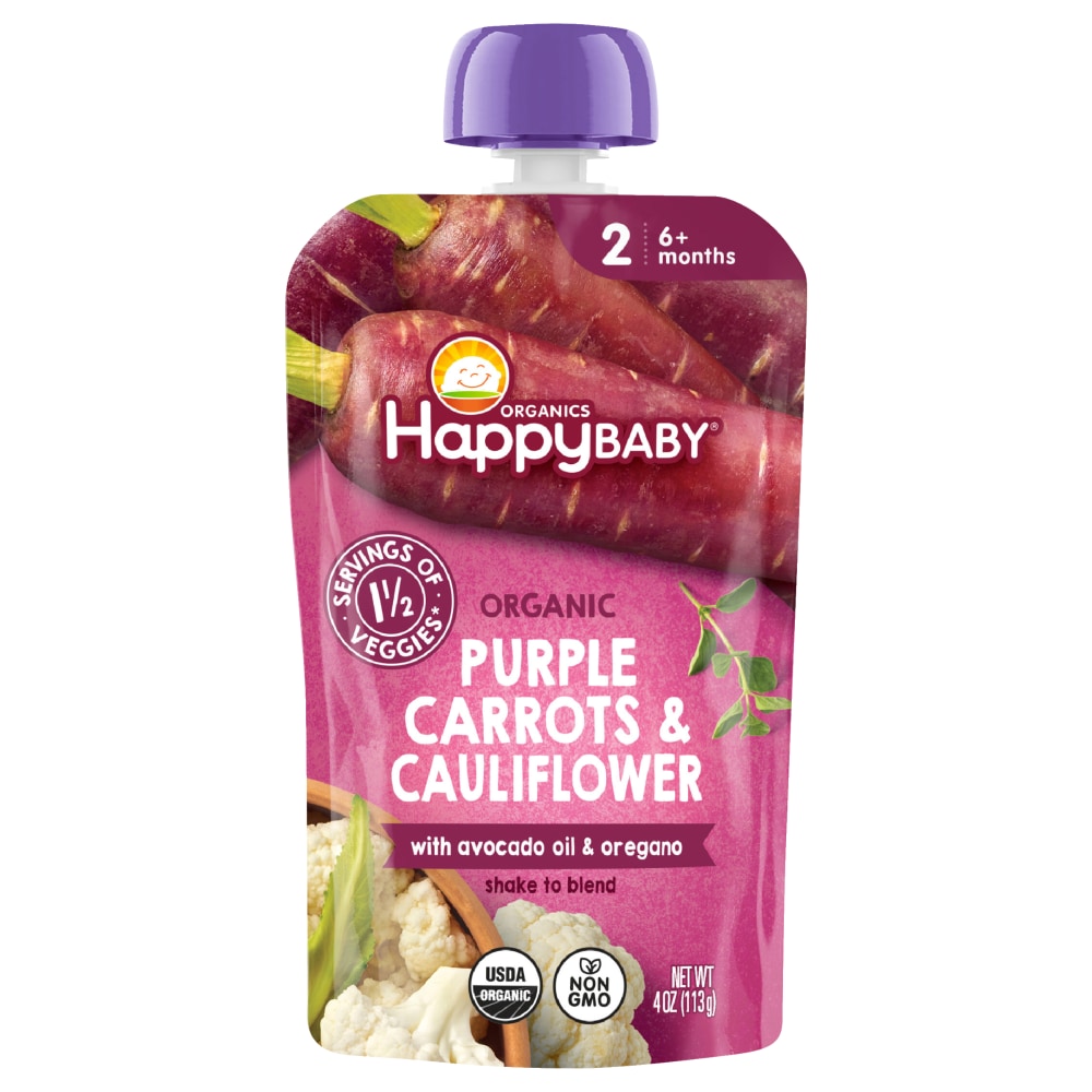 Happy Baby Organics Stage 2 Pouches Organic Purple Carrot Cauliflower